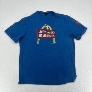 McDonald's Hamburgers Graphic Tee Blue Short Sleeve Mens Medium